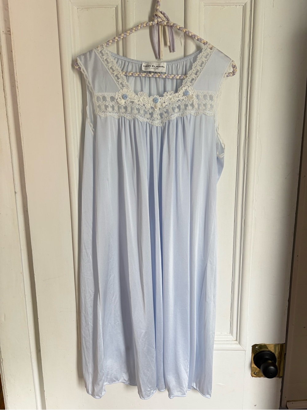 Vintage Baby Blue Nightgown with Lace & Floral Details